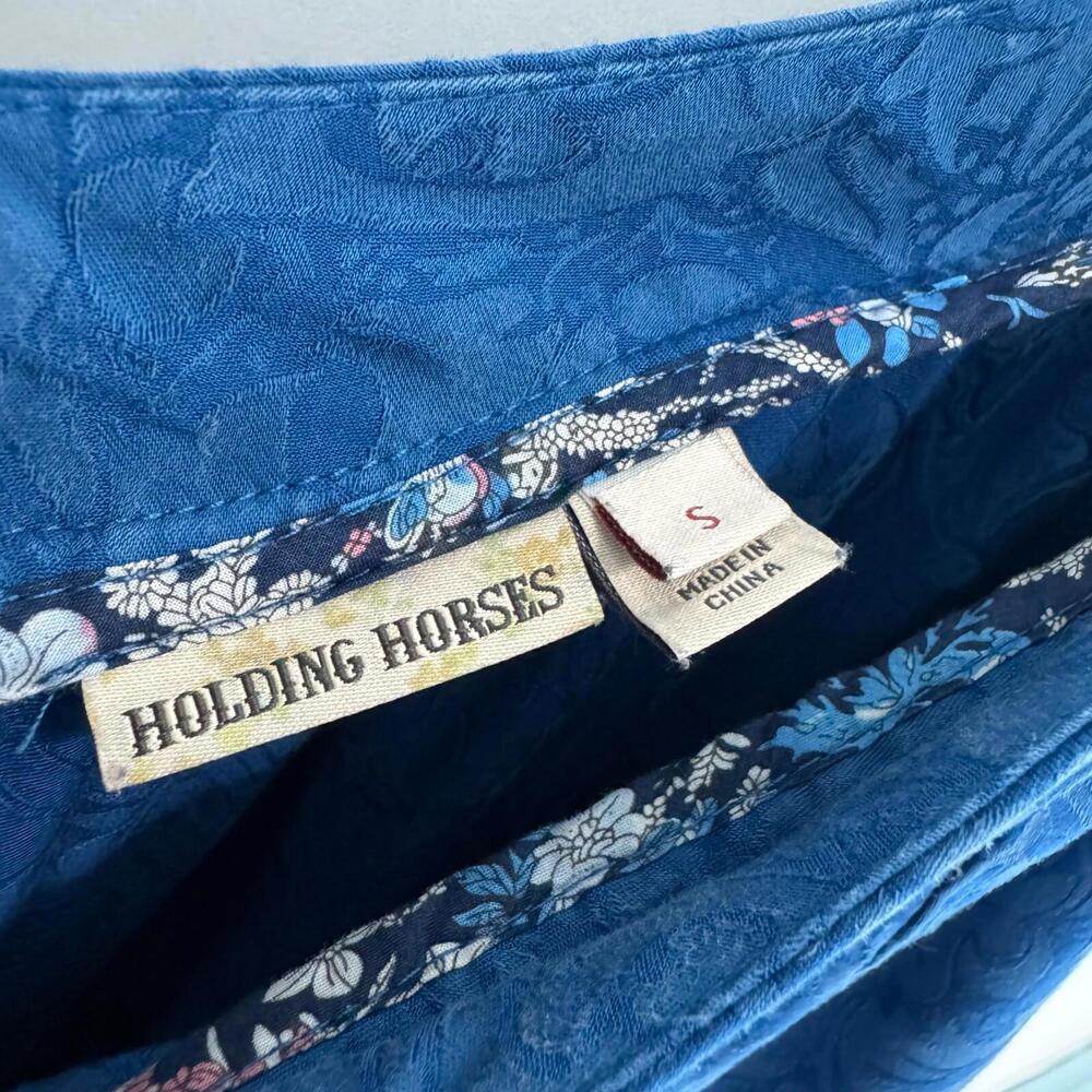 Anthropologie Holding Horses Women’s Size Small Blue Cold Shoulder Swing Dress - Picture 5 of 10